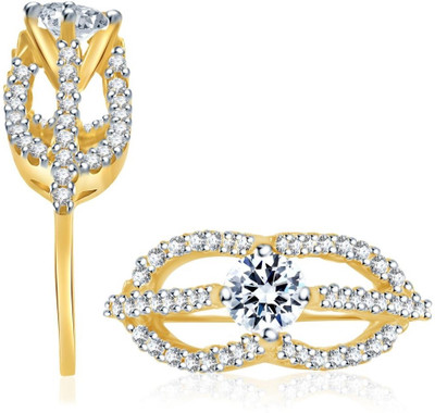 

Sukkhi Cubic Zirconia Stone Studded Solitaire Alloy Cubic Zirconia Rhodium, Gold-plated Plated Ring, White;gold