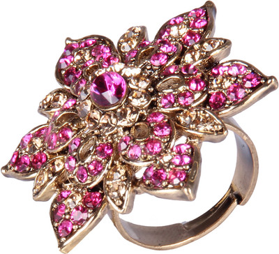 

Pink Rose Exotic Floral Alloy Ring
