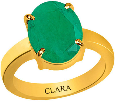 

Clara Emerald Panna 6.5 carat or 7.25ratti Panchdhatu Silver Emerald Yellow Gold Plated Ring