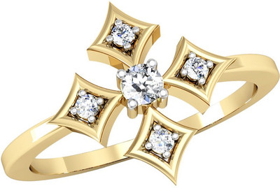 

Kataria Jewellers The Eleanor American Diamond 92.5 BIS Hallmarked Silver Ring, Yellow