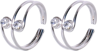 

Abhooshan Sterling Silver Crystal Toe Ring Set, White