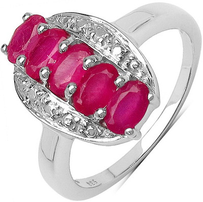 Johareez Sterling Silver Ruby Sterling Silver Plated Ring