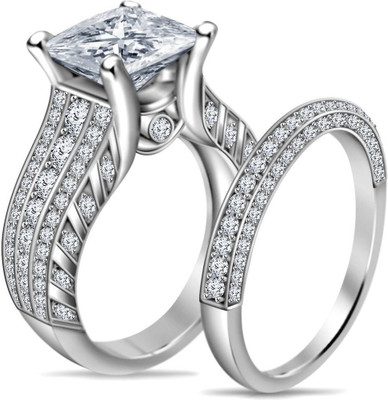 

Anopchand Tilokchand Jewellers Silver Cubic Zirconia Gold-plated Plated Ring, Platinum