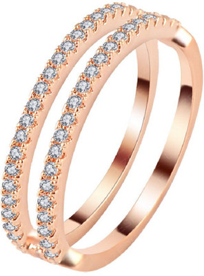 

Aaishwarya Stylish High Quality Twin Band Zinc Cubic Zirconia Rose Gold Plated Ring
