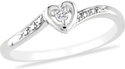 

AG Jewellery Sterling Silver Diamond Rhodium Plated Ring, Multicolor