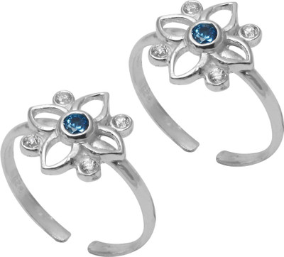 

Abhooshan Sterling Silver Cubic Zirconia Toe Ring Set, Multicolor