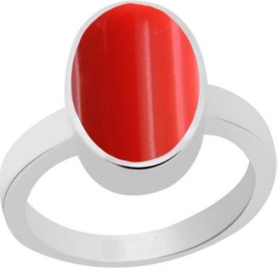 PeenZone Sterling Silver Coral Rhodium Plated Ring