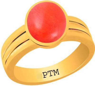 PTM Certified Coral (Moonga) Gemstone 6.25 Ratti or 5.69 Carat for Male and Female Alloy Ring