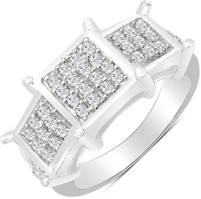 Johareez Beautiful Sterling Silver Cubic Zirconia Rhodium Plated Ring