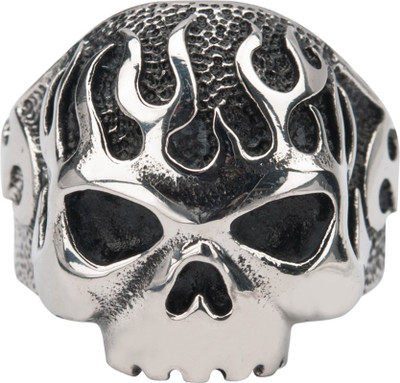 

Inox Jewelry Flaming Skull Stainless Steel Ring, Silver
