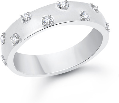 

VK Jewels Single Side Stones Alloy Cubic Zirconia Rhodium Plated Ring, Silver