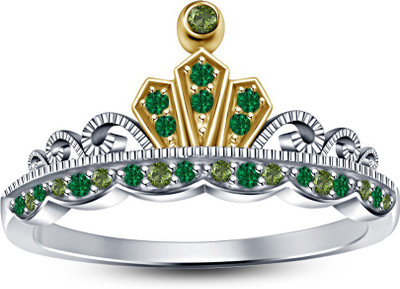 

Vorra Fashion Beautiful Look Princess Crown Design Sterling Silver Cubic Zirconia Platinum Plated Ring, Multicolor