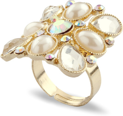 

Luxor Alloy Yellow Gold Plated Ring, White;gold