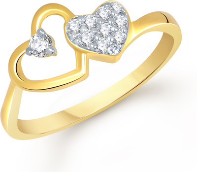 VK Jewels Ravishing Heart Gold Shaped for Women and Girls Alloy Cubic Zirconia Gold Plated Ring