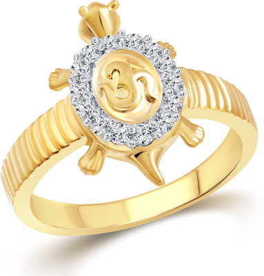 VIGHNAHARTA Om Tortoise Alloy Cubic Zirconia Gold Plated Ring