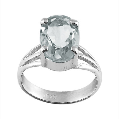 

Zivah Signature Style Prong Setting Ring Sterling Silver Amethyst Ring, Green