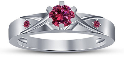 

Vorra Fashion Three Stone Sterling Silver Sapphire Gold-plated Plated Ring, Pink