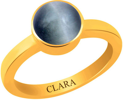 

Clara Cat's eye Lehsuniya 7.5 carat or 8.25ratti Panchdhatu Silver Cat's Eye Yellow Gold Plated Ring