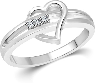 VIGHNAHARTA Heart and Soul Alloy Cubic Zirconia Rhodium Plated Ring