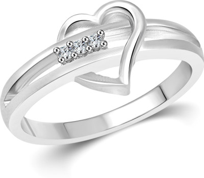 VIGHNAHARTA Heart and Soul Alloy Cubic Zirconia Rhodium Plated Ring