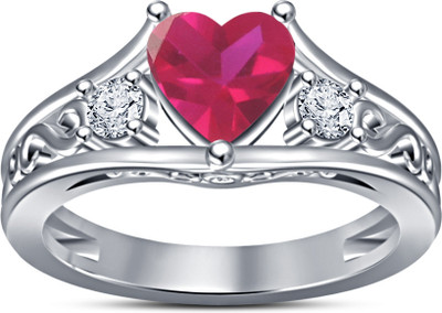 57% OFF on Kirati Heart Design Sterling Silver Platinum Plated Ring