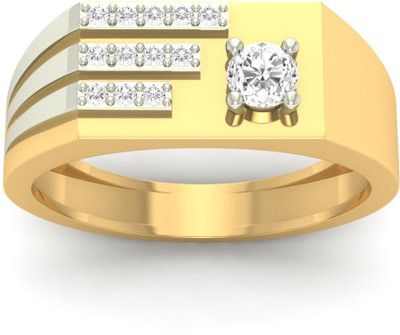 Jewels5 Elvin 18kt Diamond Yellow Gold ring(Rhodium Plated)