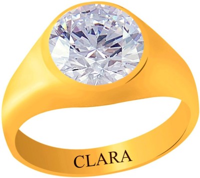 

Clara Zircon 5.5 carat or 6.25ratti Panchdhatu Silver Cubic Zirconia Yellow Gold Plated Ring