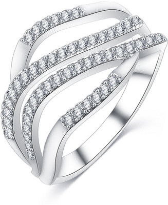 

Jewels Galaxy Luxuria Alloy Cubic Zirconia Platinum Plated Ring, Silver