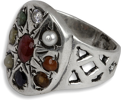 16% OFF on Silverwala Silver Coral, Cubic Zirconia, Emerald, Sapphire, Pearl, Cat's Eye, Ruby Ring