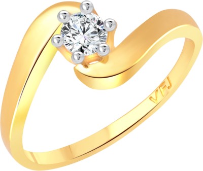 VIGHNAHARTA Golden Swing Solitaire Alloy Cubic Zirconia Gold Plated Ring