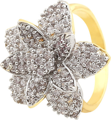 

Fasherati Blooming Flower Cocktail Crystal Crystal Ring, Silver