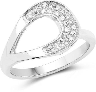 Johareez White Cubic Zirconia .925 Sterling Silver Ring Sterling Silver Cubic Zirconia Rhodium Plated Ring