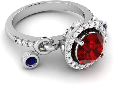 

Parshva Diam Silver Ruby Gold-plated Plated Ring, White