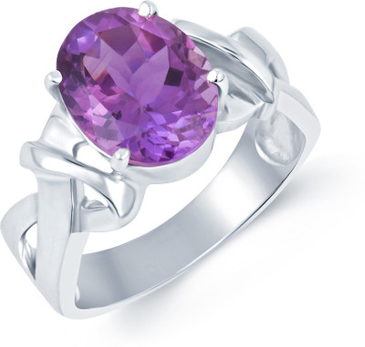 

G-Luck Jamunia Stone Weight - 4.25 Carat / 5.00 Ratti Silver Amethyst Ring, Purple