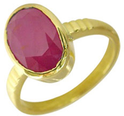 SMS Retail 10.25 Ratti Stone Ruby Gold Plated Ring