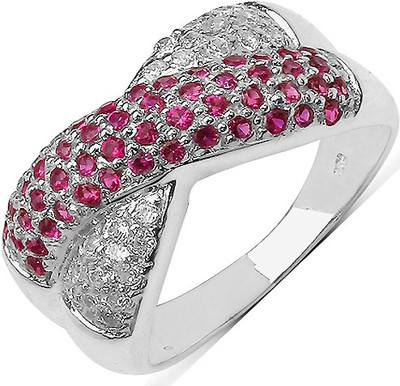 Johareez Sterling Silver Ruby Sterling Silver Plated Ring