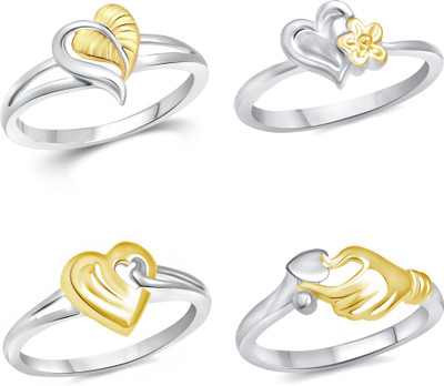 

Vighnaharta Valentine Heart Gifts Alloy Gold-plated Plated Ring Set, Silver