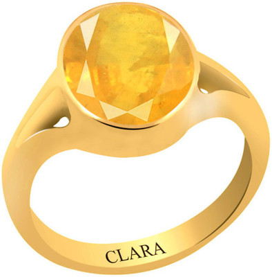 

Clara Yellow Sapphire Pukhraj 9.3 carat or 10.25ratti Panchdhatu Silver Sapphire Yellow Gold Plated Ring