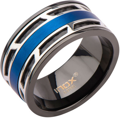 

Inox Jewelry Inlaid band Stainless Steel Ring, Black;blue;silver