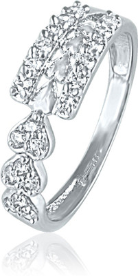 46% OFF on mahi Three Hearts Alloy, Brass Cubic Zirconia Rhodium Plated Ring