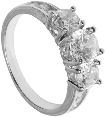 

Girlz! Alloy, Metal, Crystal Ring, Silver;white
