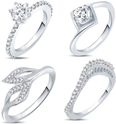 Sukkhi Alloy Cubic Zirconia Rhodium Plated Ring Set