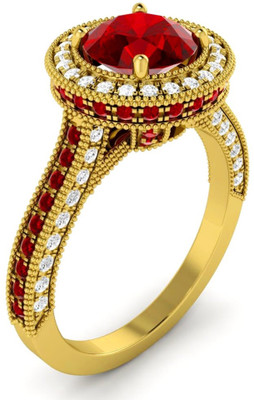 

Parshva Diam Silver Ruby Gold-plated Plated Ring, Yellow