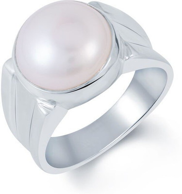 

G-Luck Moti Stone Weight - 8.9 Carat / 10.47 Ratti Silver Pearl Ring, White