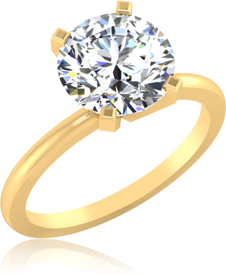 38% OFF on IskiUski Roy Round Solitaire Sterling Silver Swarovski Crystal Gold-plated Plated Ring