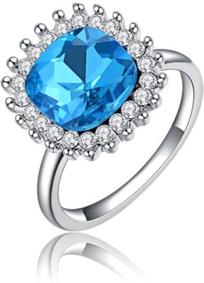 Silver Shoppee 'The blue spark' Alloy, Sterling Silver Crystal Silver Plated Ring