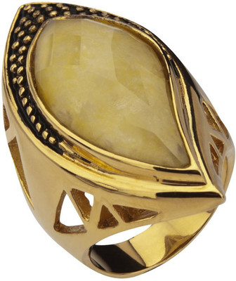 

Inox Jewelry Large Yellow Crystal Cocktail Stainless Steel Crystal Ring, Gold