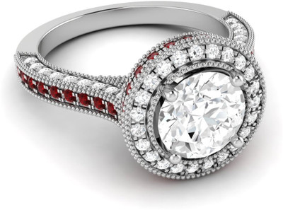 

Parshva Diam Silver Sapphire Gold-plated Plated Ring, White