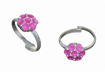 

Kataria Jewellers Floral Silver Silver Plated Toe Ring, Pink