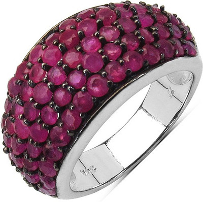 Johareez Sterling Silver Ruby Sterling Silver Plated Ring
